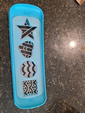 Aqua Blue Cookie Cutter with Star & Pattern Cutouts For Applying Sprinkles